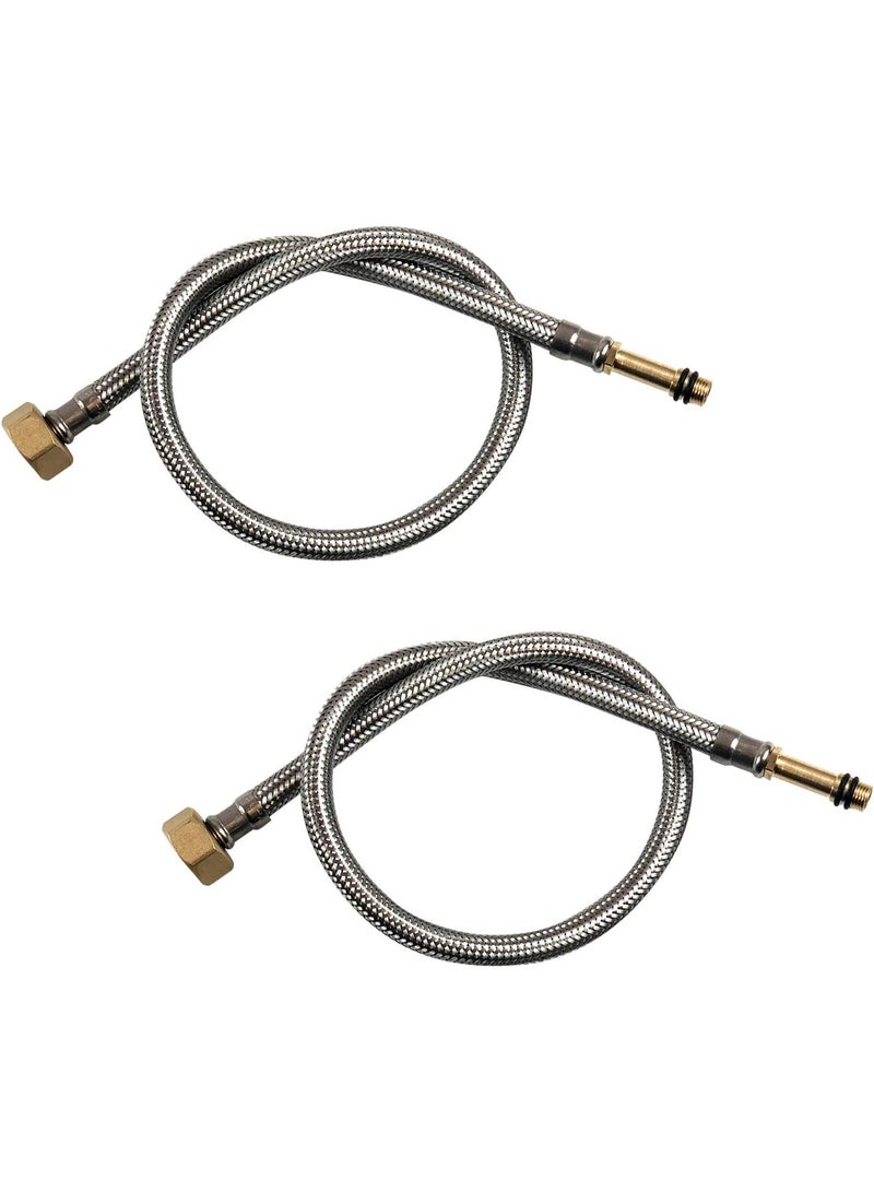 Pack of 2 Flexible Pipe Tap Connector Stainless Steel Braided Hose M10 (10mm) x 1/2" 60cm Long - Image 1